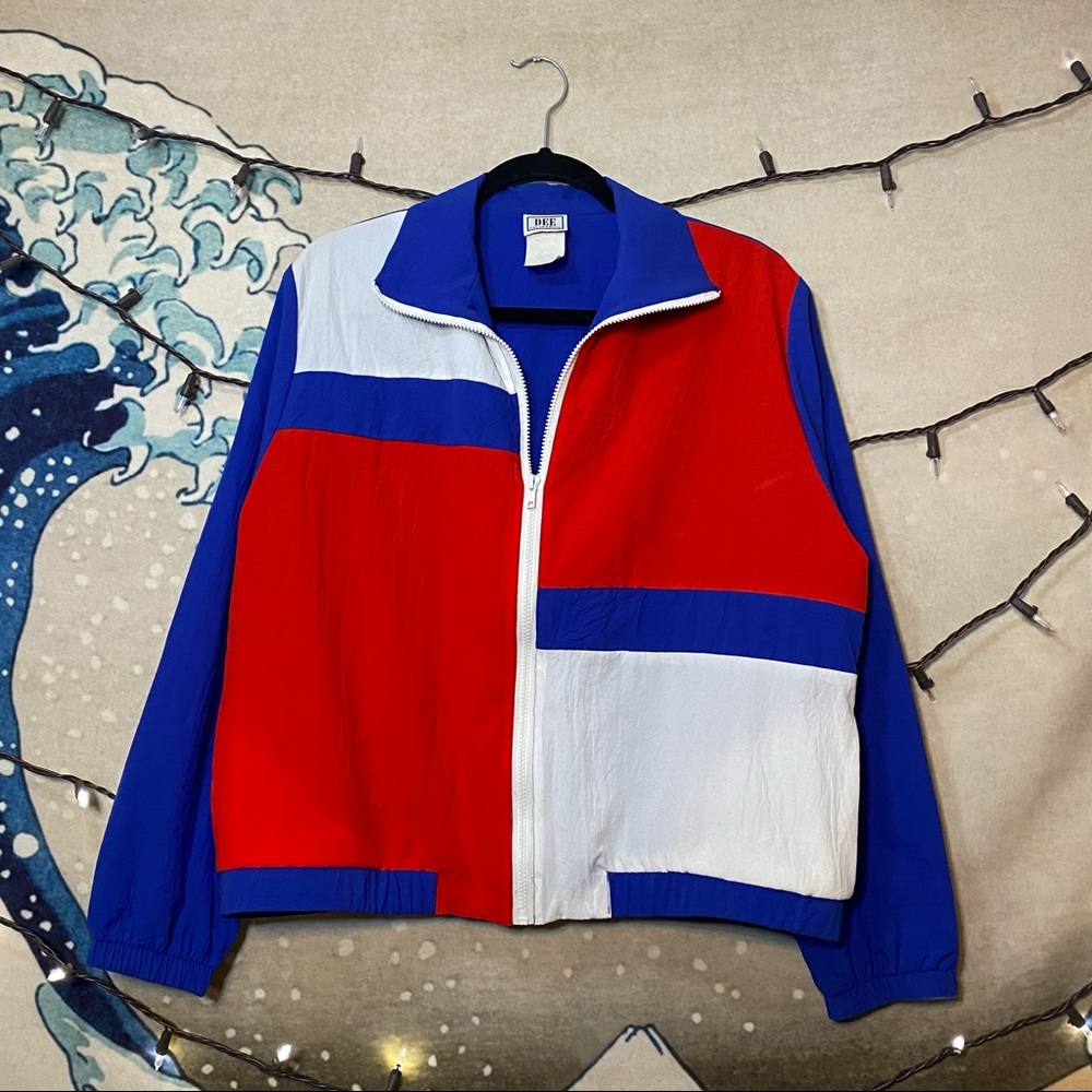Vintage 80’s Mens RWB Color Block Track Jacket M